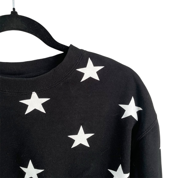 REFLEX Black Crewneck Pullover Sweatshirt with White Stars Small - Picture 2 of 4